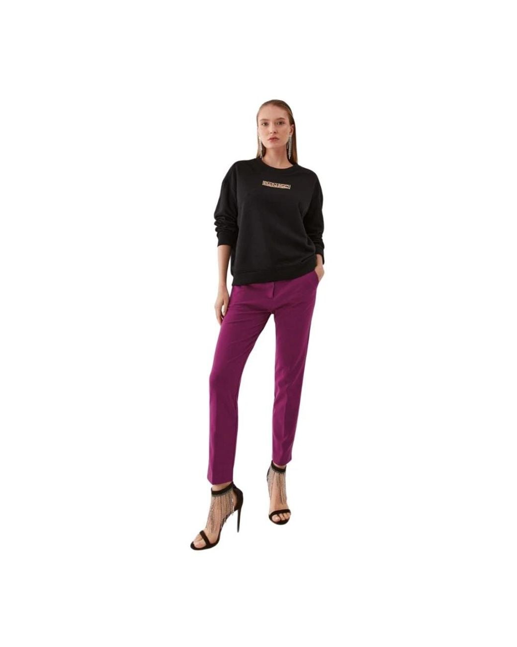 Pinko Purple Slim-Fit Trousers