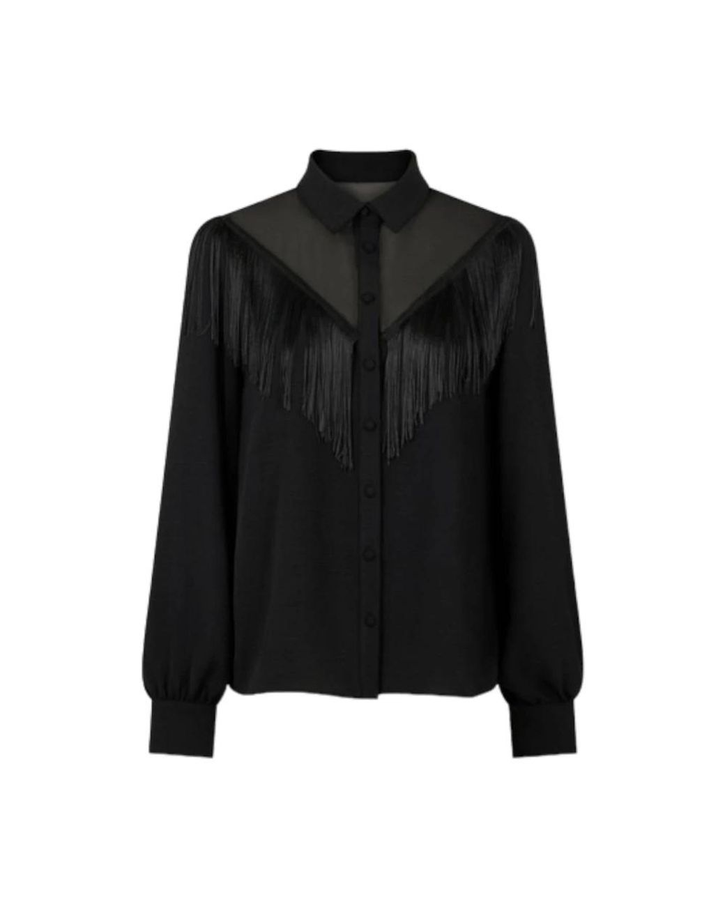 Naf Naf Overhemden ,Zwart ,Polyester Elegante En Moderne Blouse Met Klassieke Kraag En Lange Mouwen in het Black