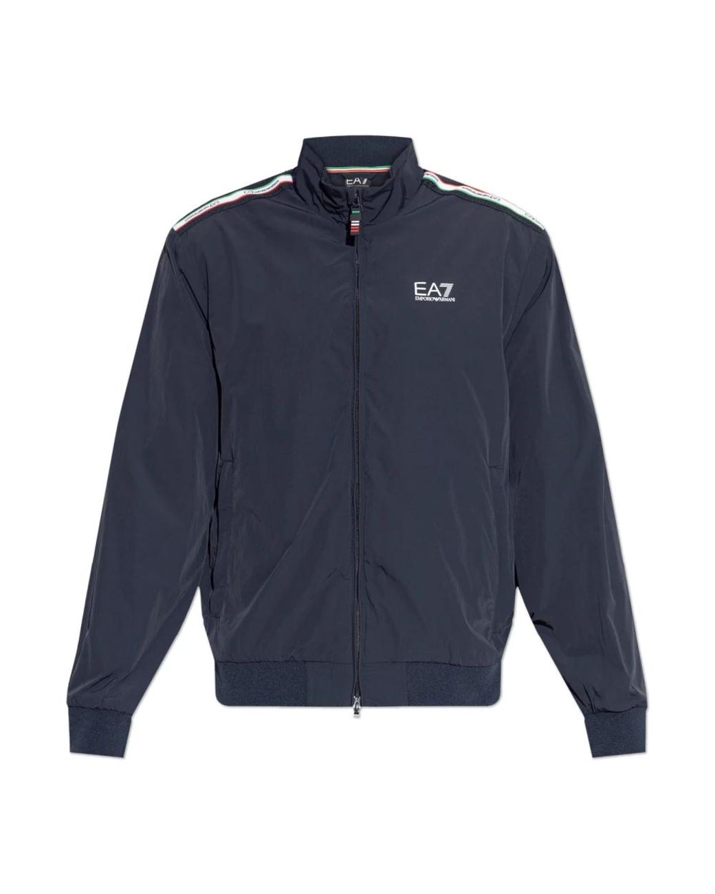 EA7 Jassen ,Blauw ,Leer Stand-Up Collar Jacket in het Blue voor heren