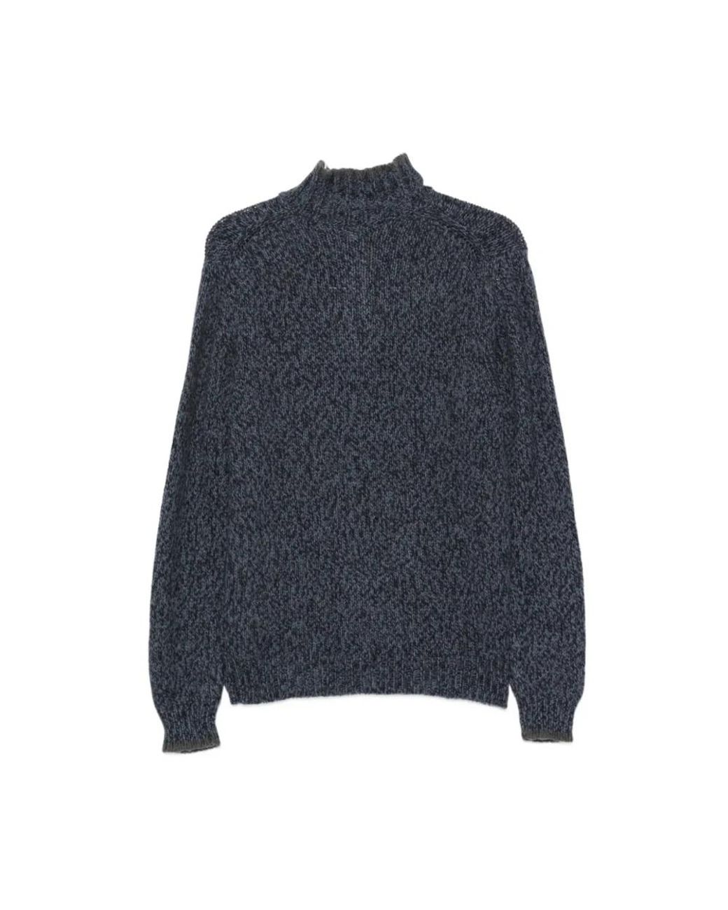 Fedeli Blue Round-Neck Knitwear for men