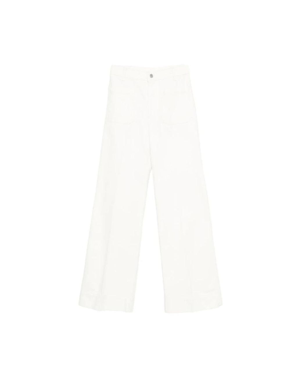 Victoria Beckham White Wide Jeans