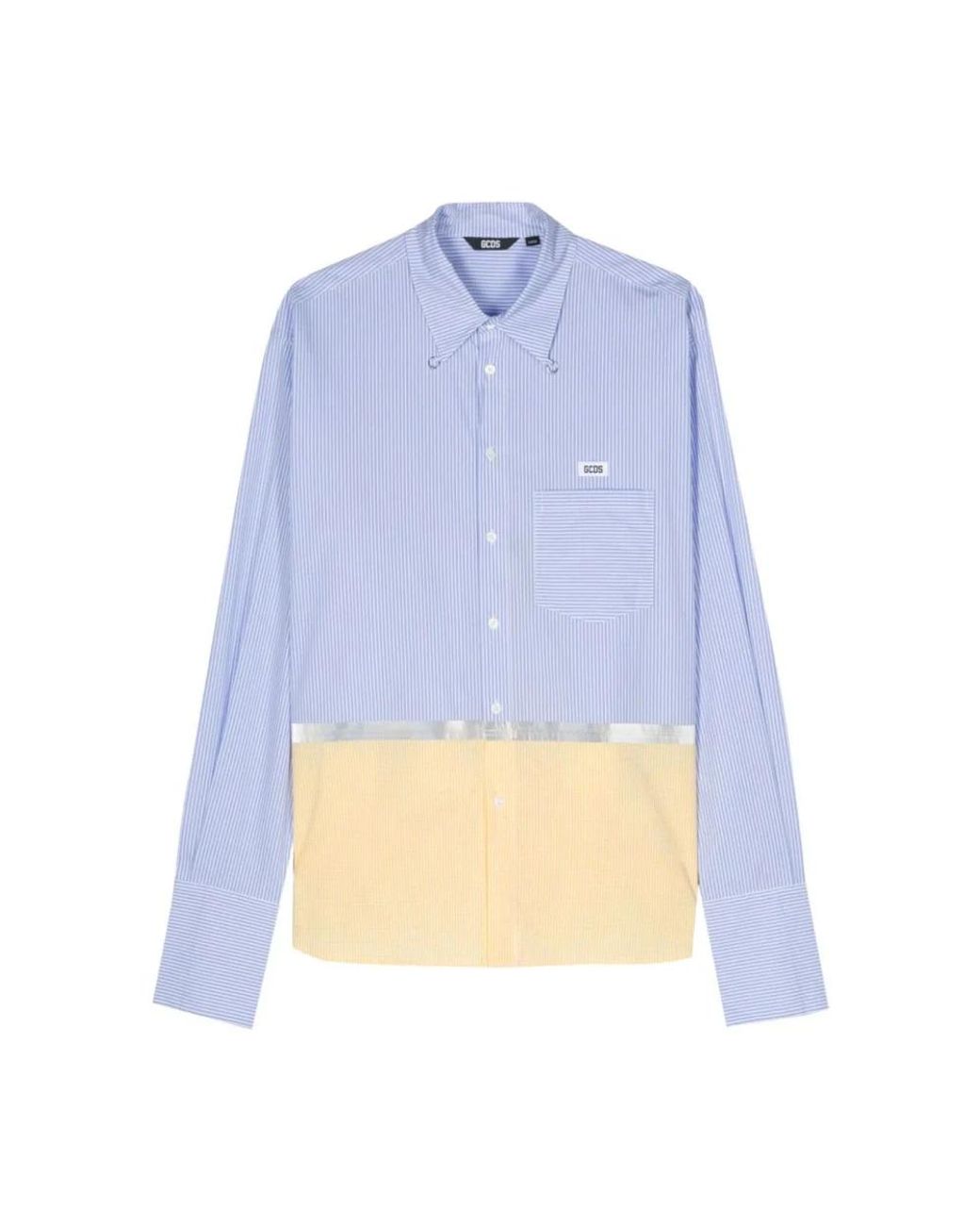 Gcds Overhemden ,Blauw ,Blauw Gestreept Tape Shirt in het Blue