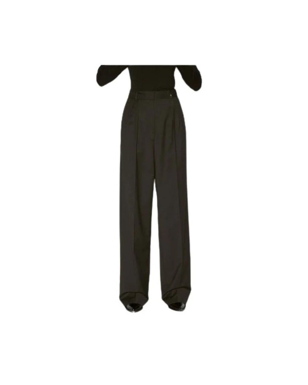 Barbara Bui Broeken ,Groen ,Wol Elegante Wijde Broek in het Black