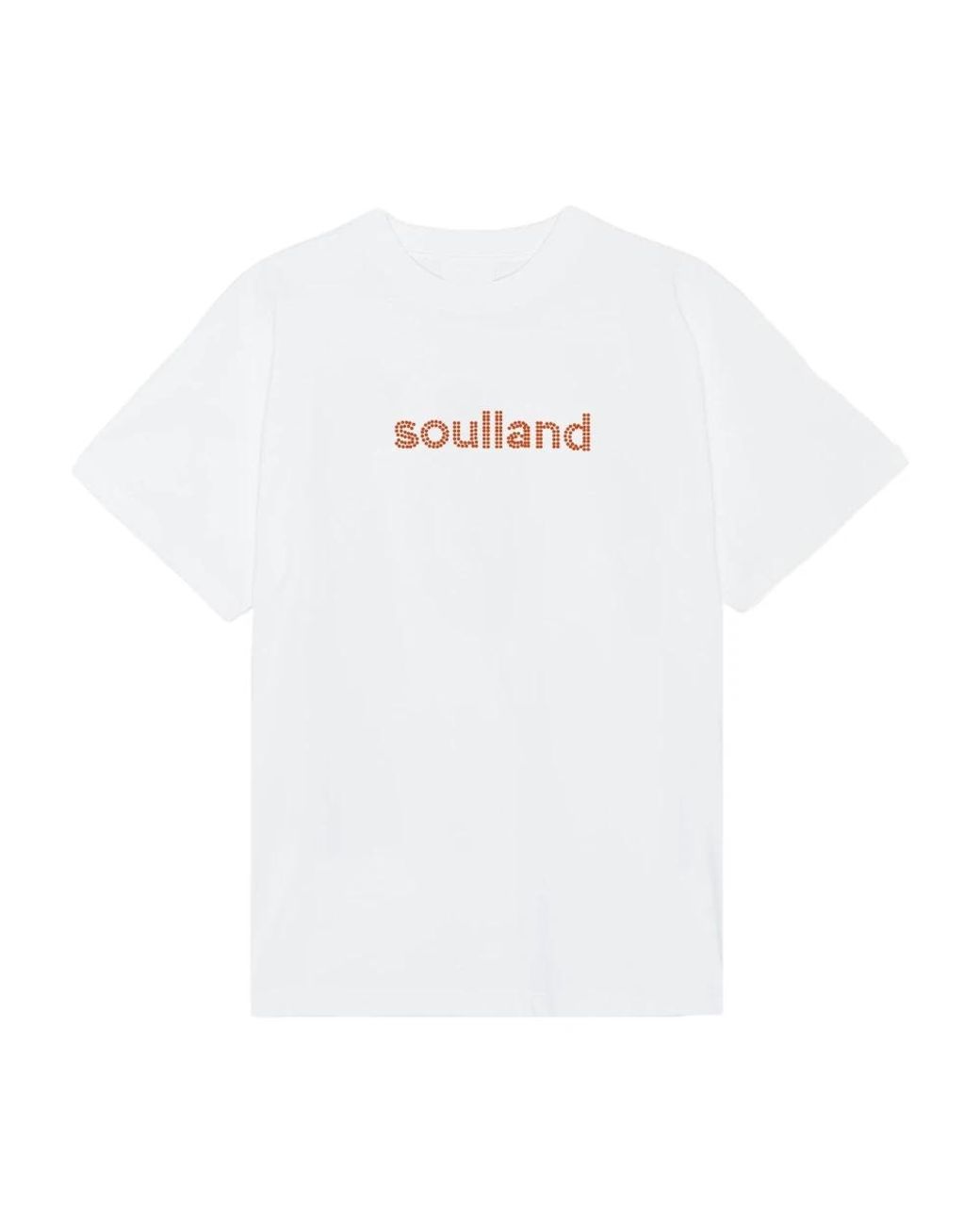 Soulland Tops ,Wit ,Katoen Rhinestone Logo T-Shirt in het White