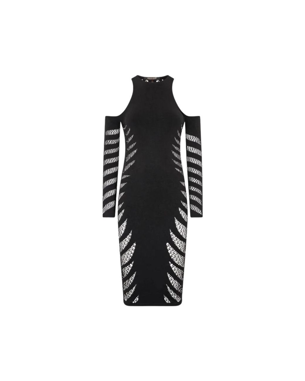 Roberto Cavalli Kleedjes ,Zwart ,Zebra Patroon Midi Jurk in het Black