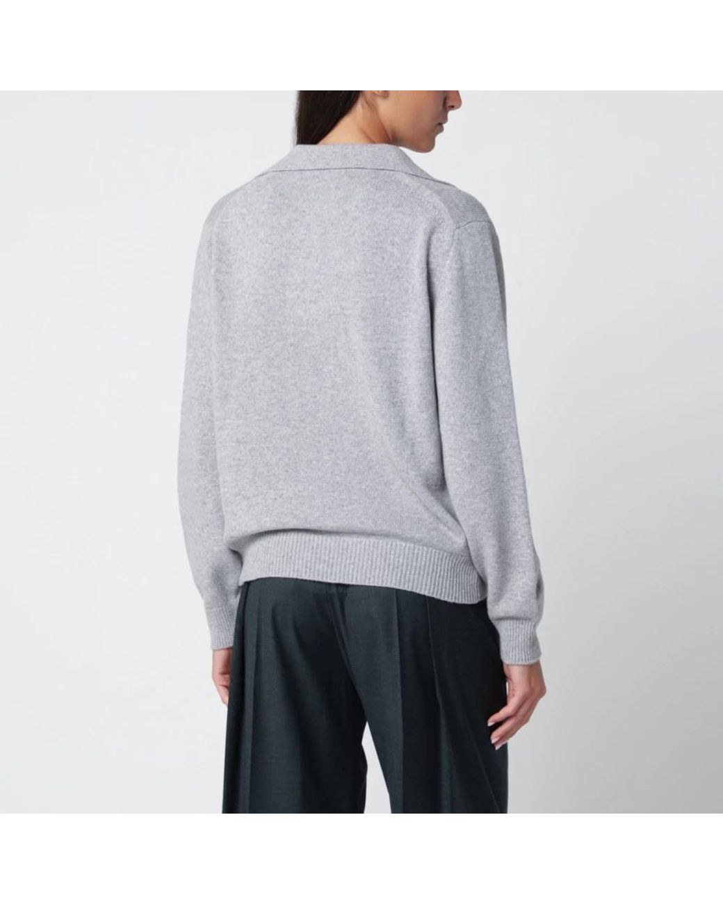Victoria Beckham Gray V-Neck Knitwear