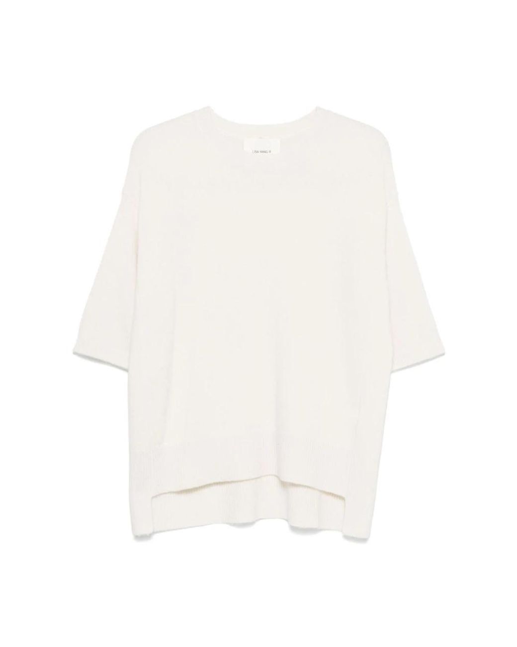 Lisa Yang White Round-Neck Knitwear