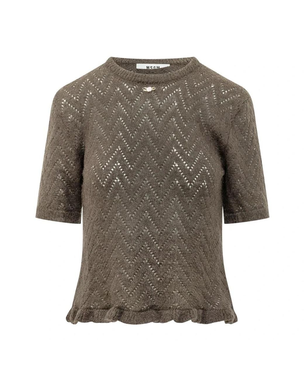 MSGM Gray Kurzarm-Strickoberteil
