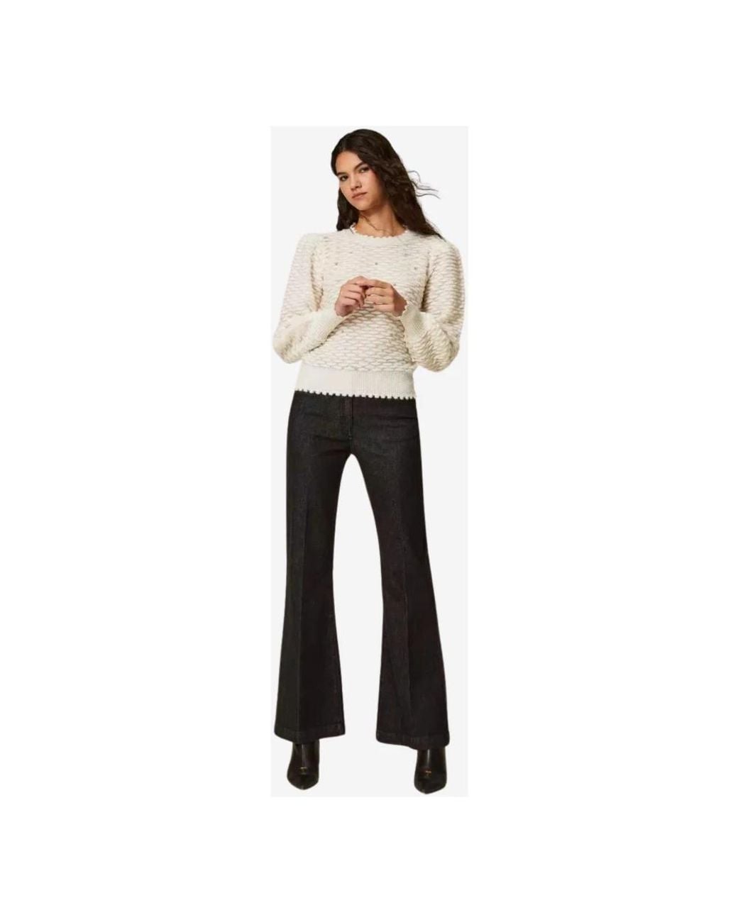Twinset White Round-Neck Knitwear