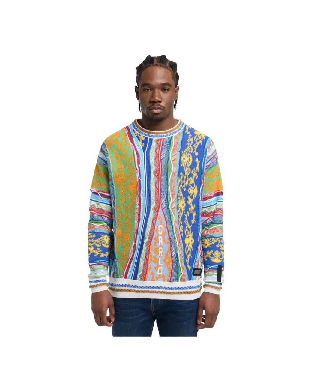 carlo colucci Blue Round-Neck Knitwear for men