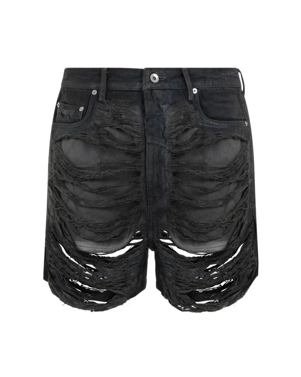 Rick Owens Black Denim Shorts for men