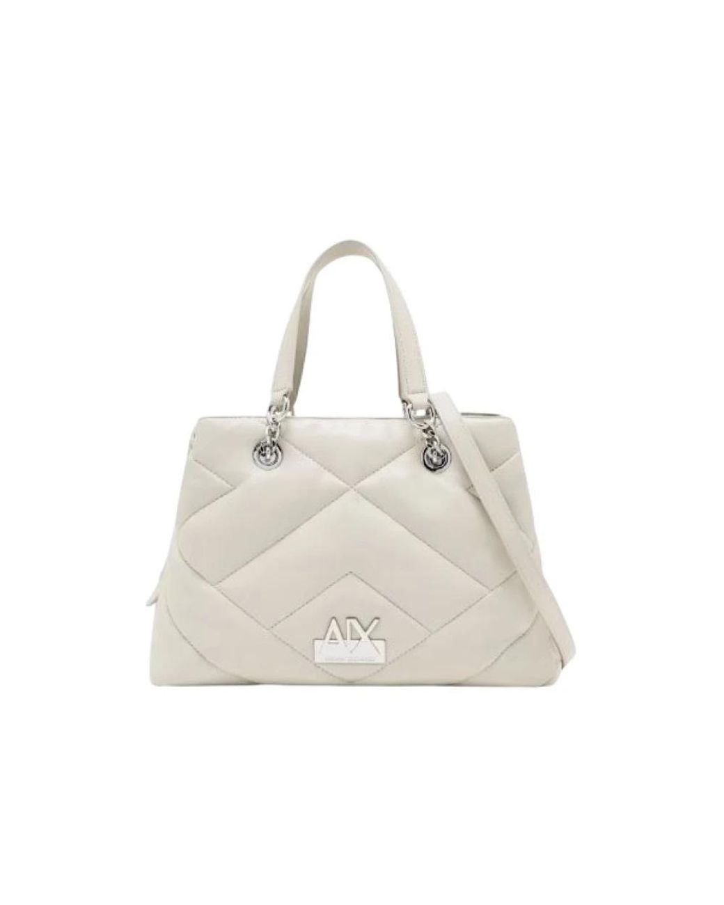 ARMANI EXCHANGE White Gesteppte Tote Bag