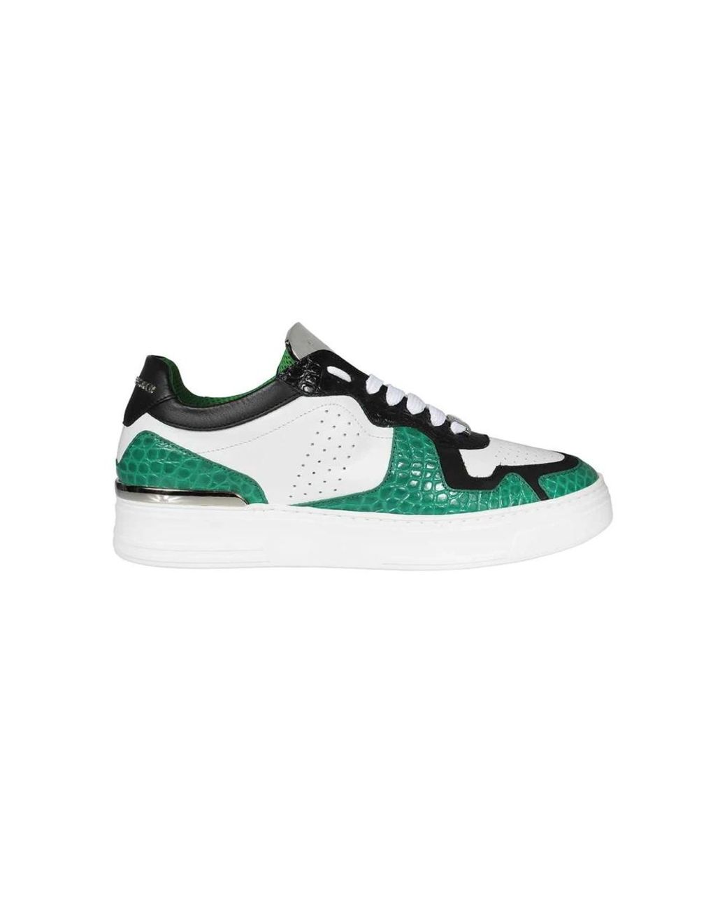 Philipp Plein Green Colour-Block Lace-Up Sneakers for men
