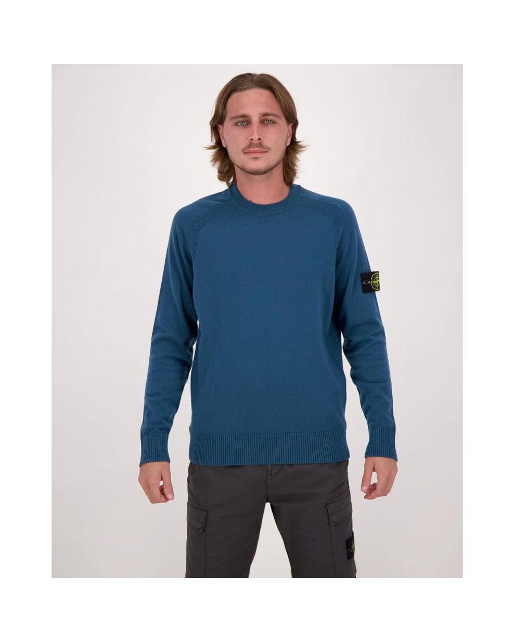 Stone Island Blue Round-Neck Knitwear