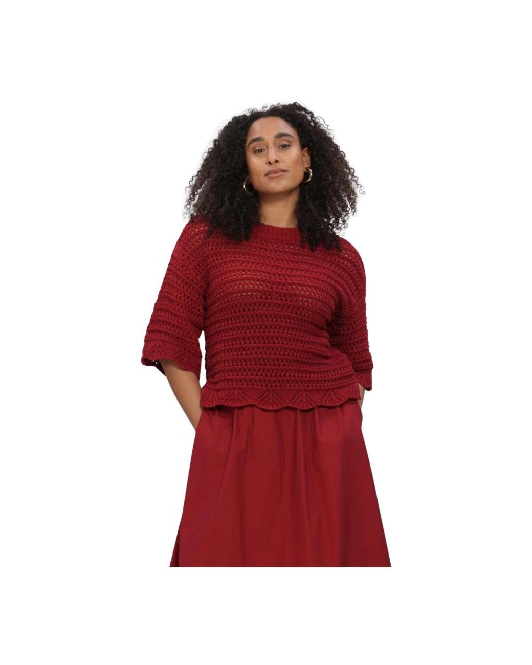 Moss Copenhagen Tabitha Fairyn 2 4 Pullover in het Red