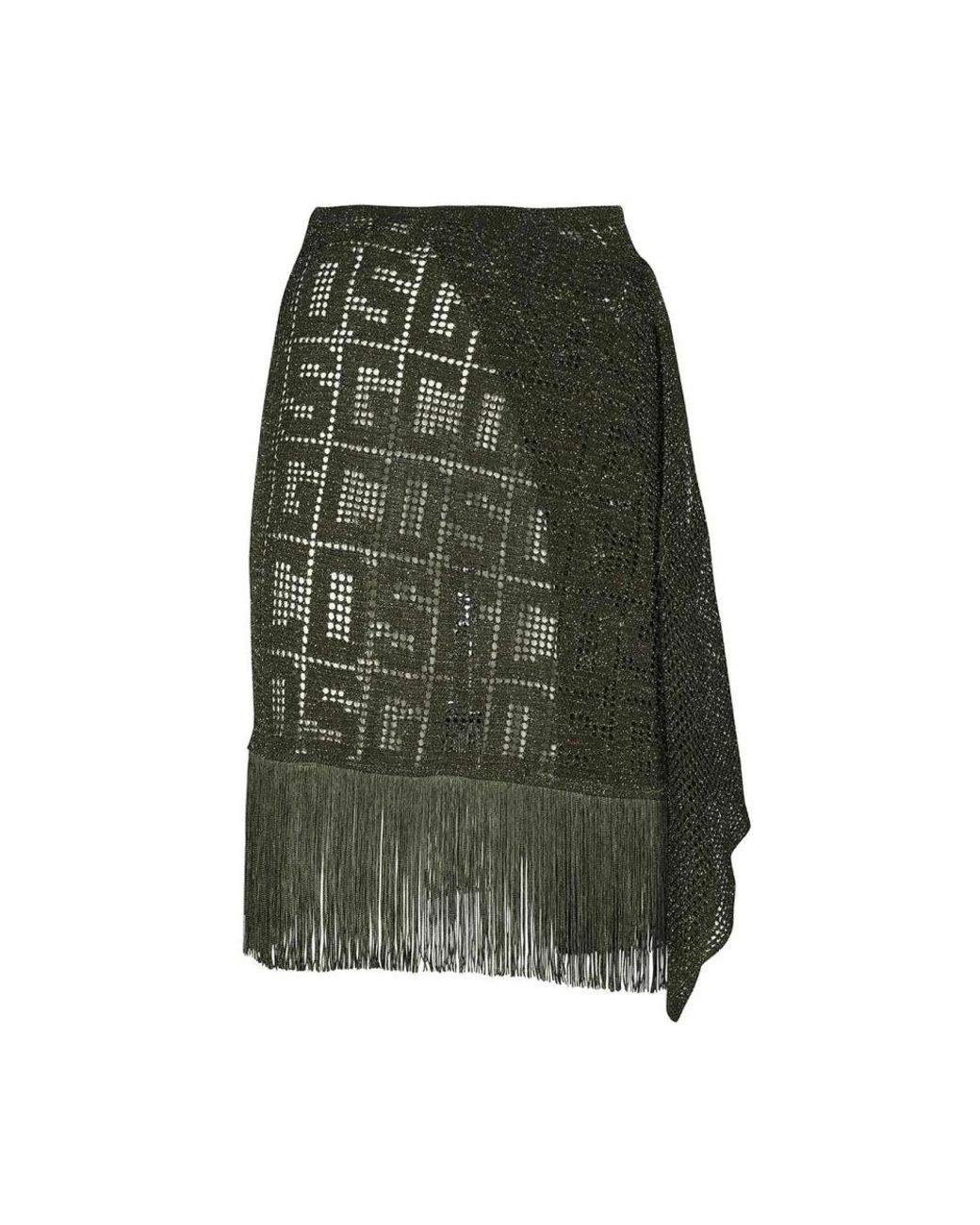 Gcds Rokken ,Groen ,Polyester Gefranjerde Gebreide Rok Met Opengewerkte Details in het Green