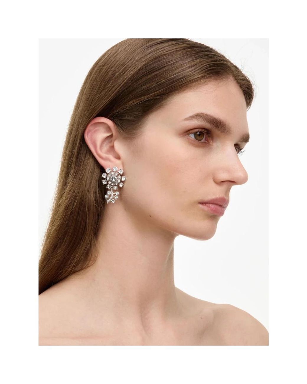 Self-Portrait Metallic Self Portrait Small Flower Crystal Earrings