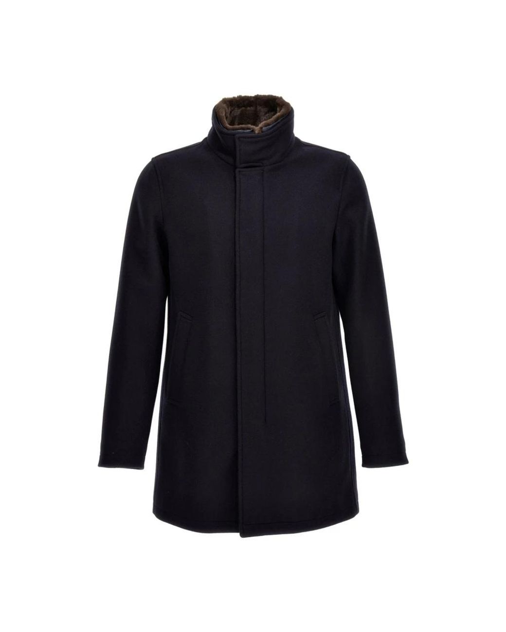 Herno Blauwe Wollen Mix Jas Aw23 in het Blue voor heren