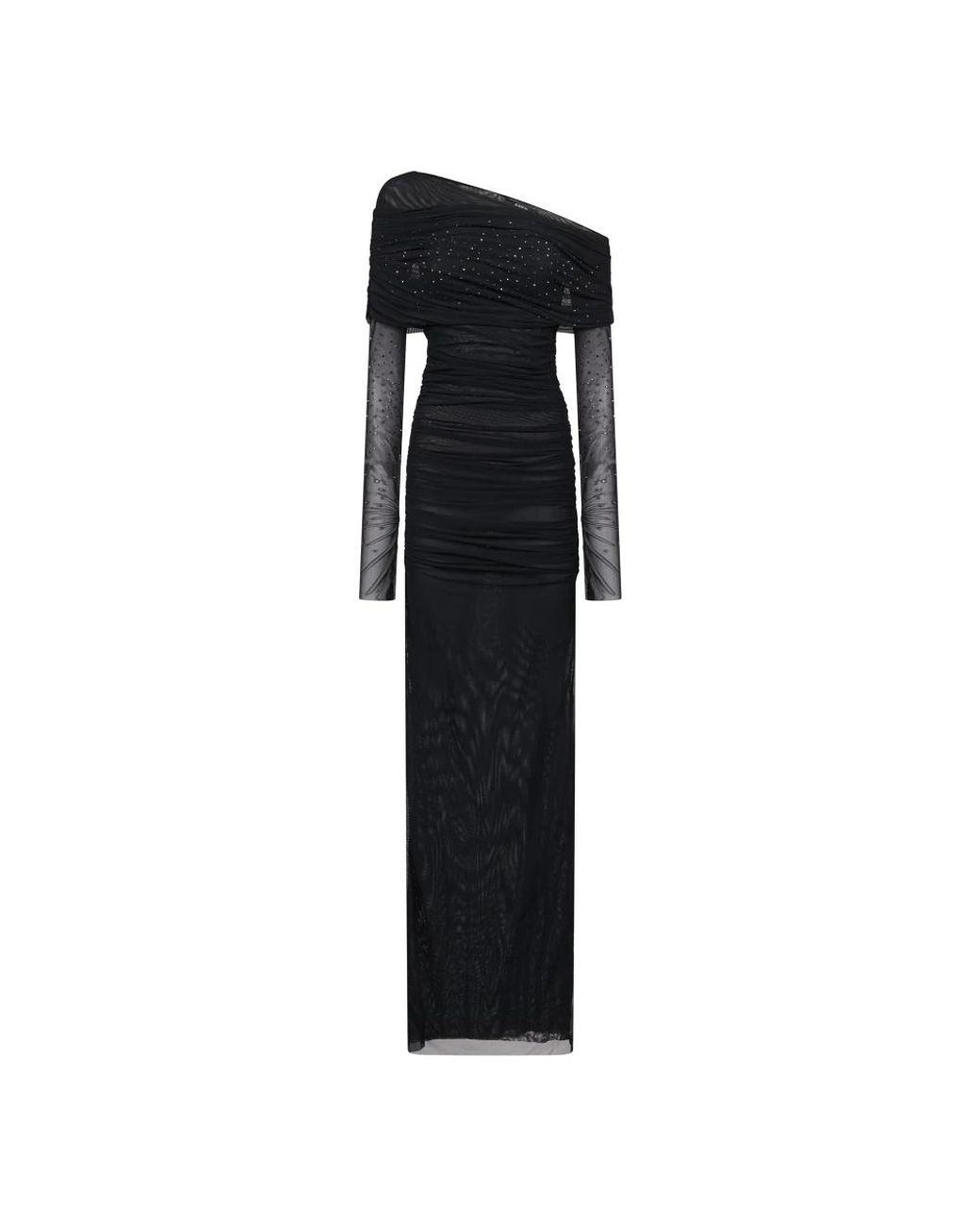 Amen Kleedjes ,Zwart ,Zwarte Gedrapeerde Strass Jurk in het Black