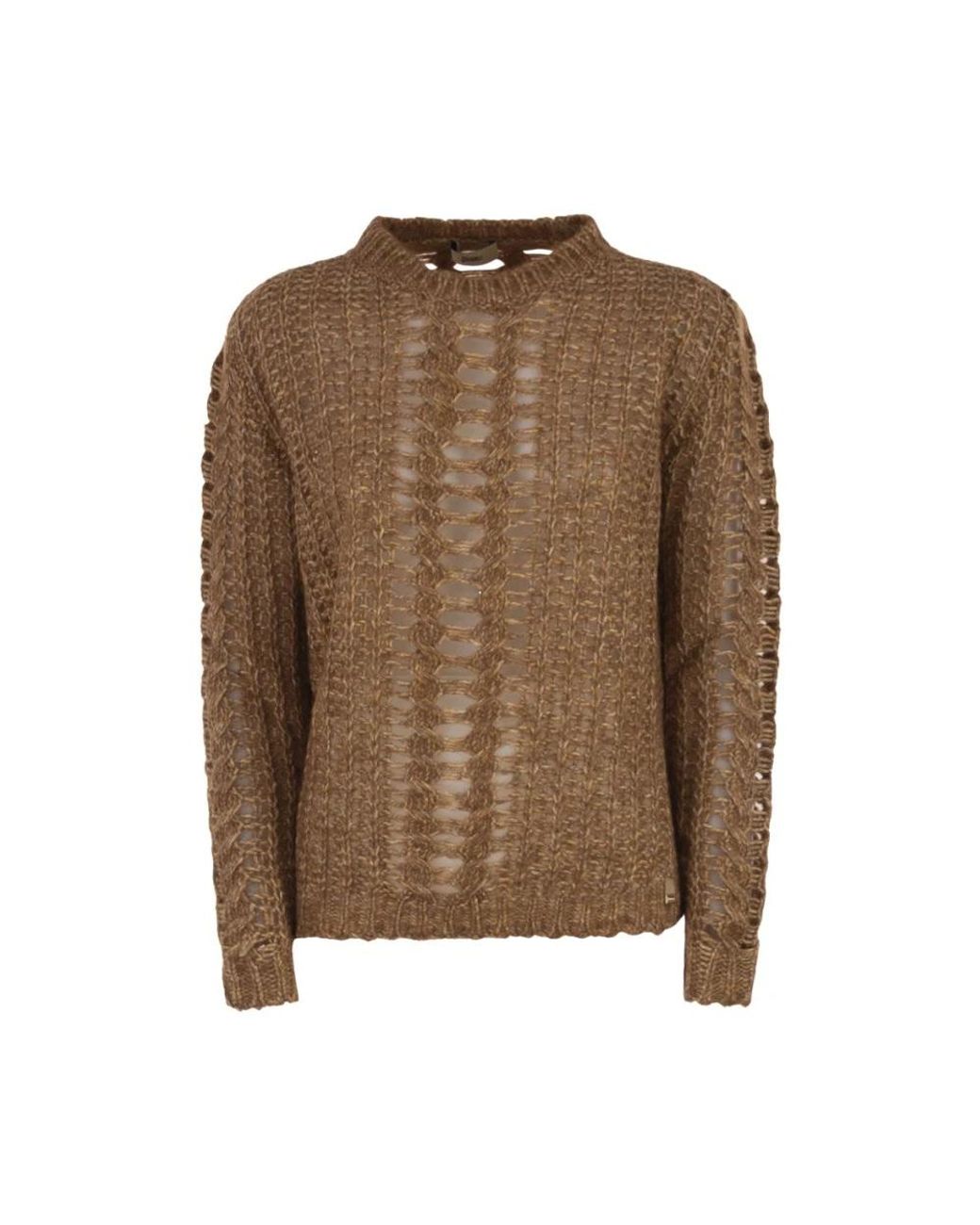 Herno Brown Round-Neck Knitwear for men