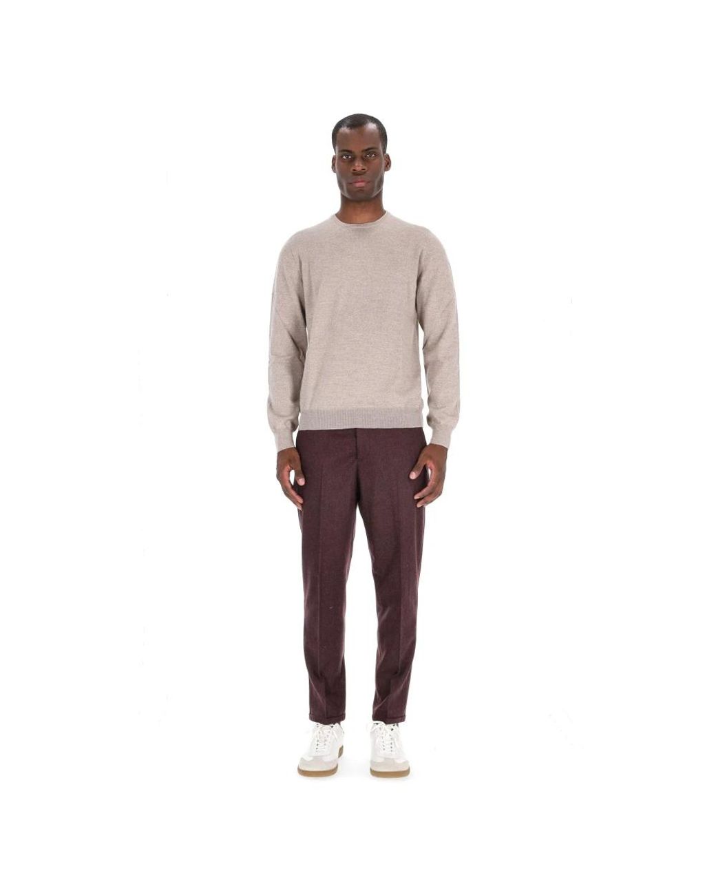 Barba Napoli Brown Round-Neck Knitwear for men