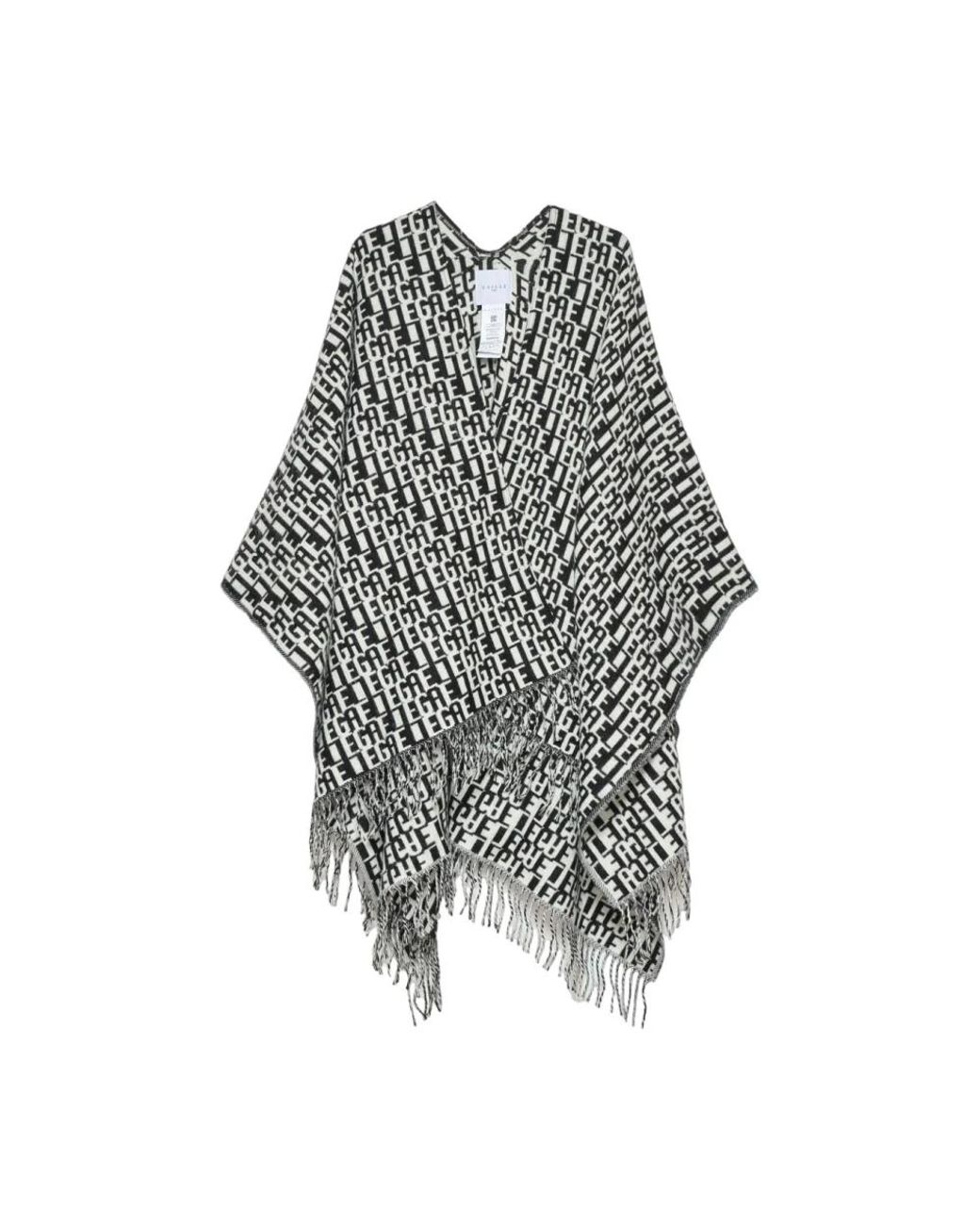Gaelle Paris Jassen ,Zwart ,Wol Wollen Jas Met All Over Print in het Gray