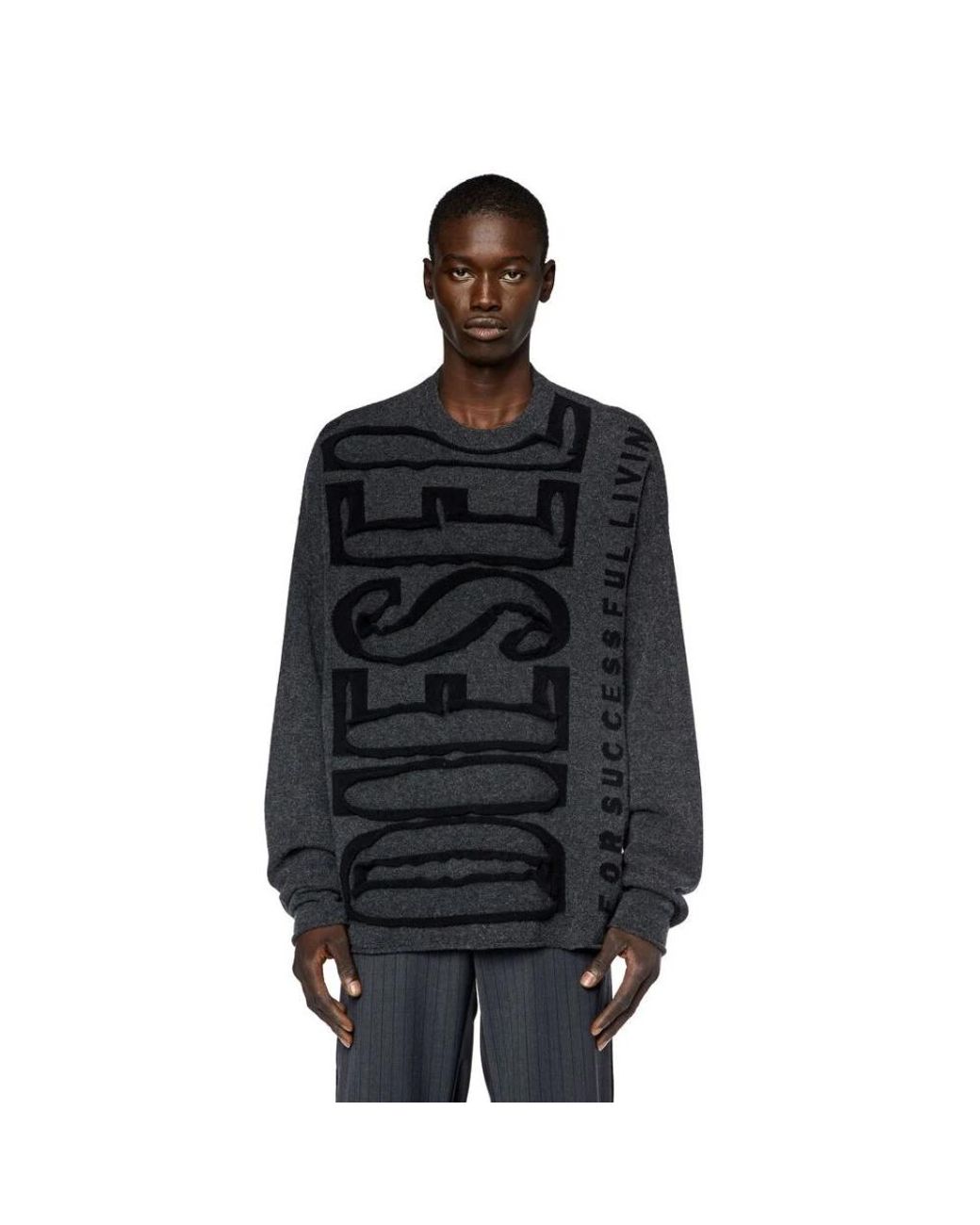DIESEL Black Round-Neck Knitwear for men