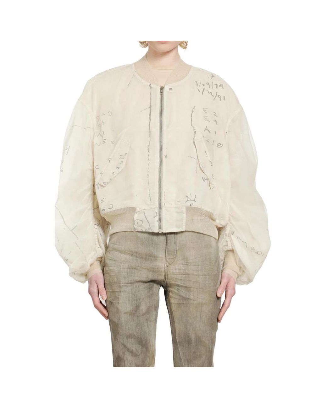 Rick Owens Jassen ,Wit ,Polyester Secchia Flight Bomber in het Natural