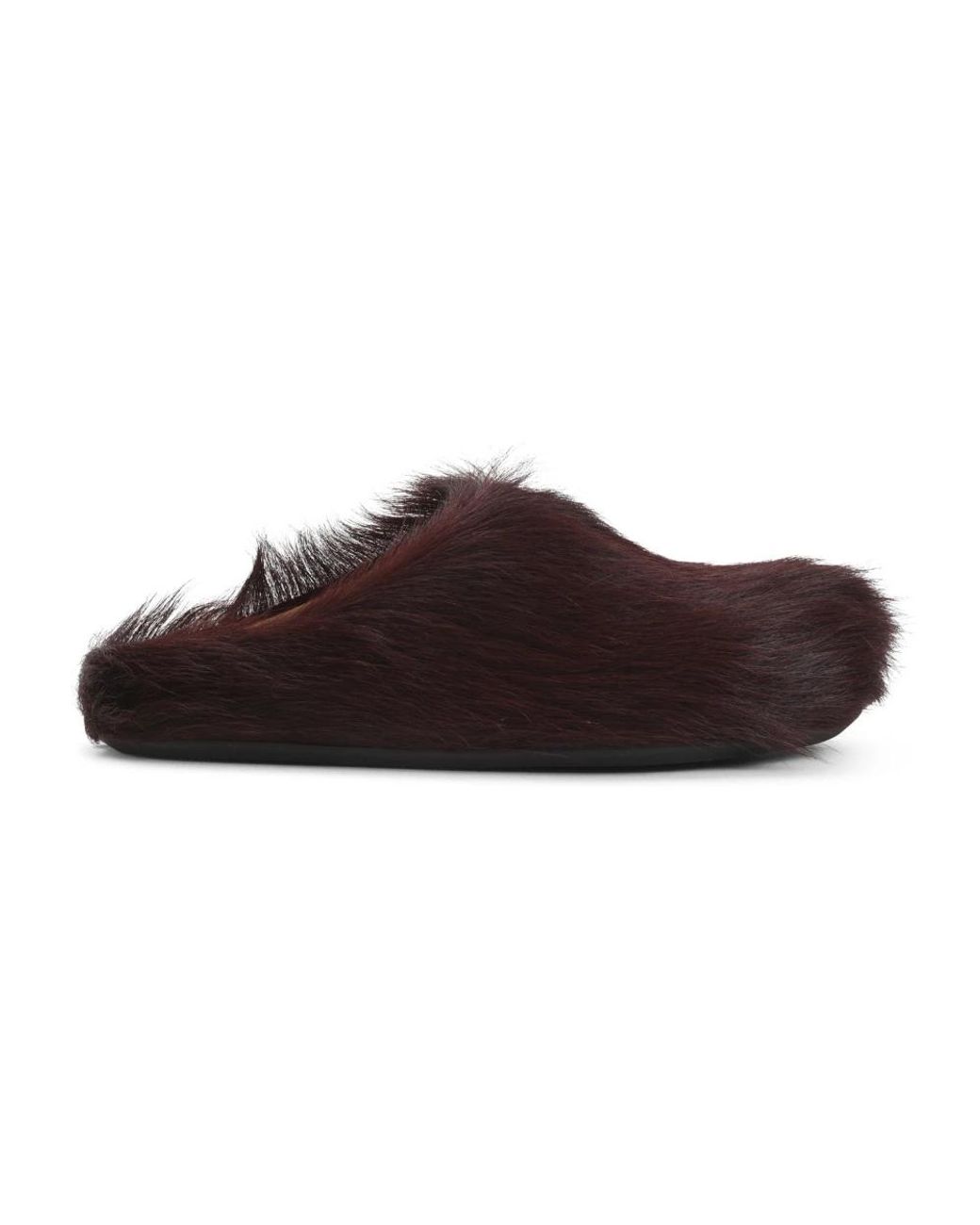 Marni Schoenen ,Rood ,Fluffy Leren Fussbett Mules in het Brown