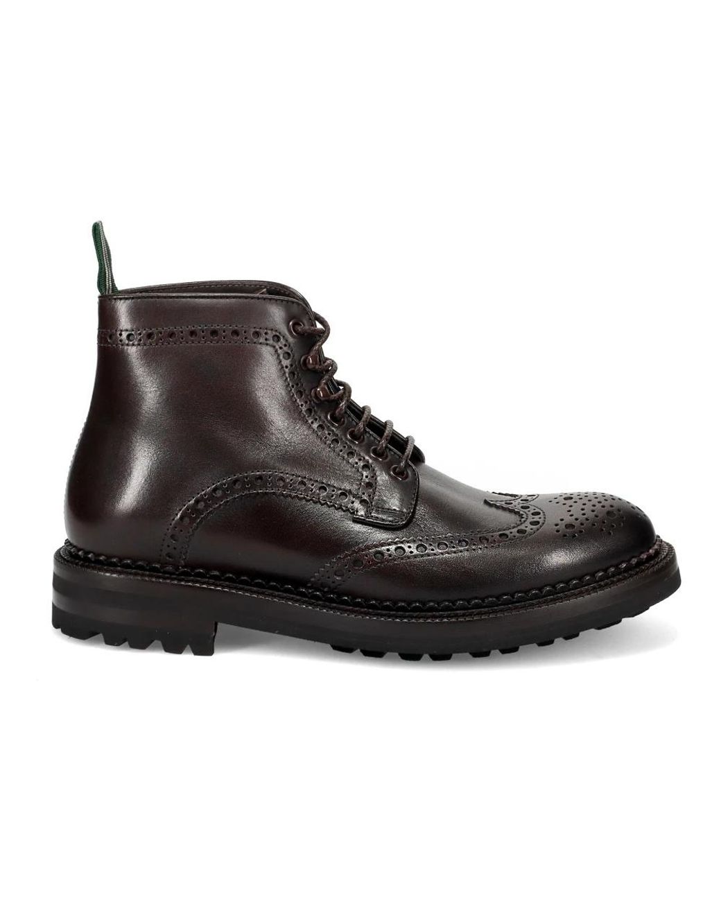 Green George Black Lace-Up Boots for men