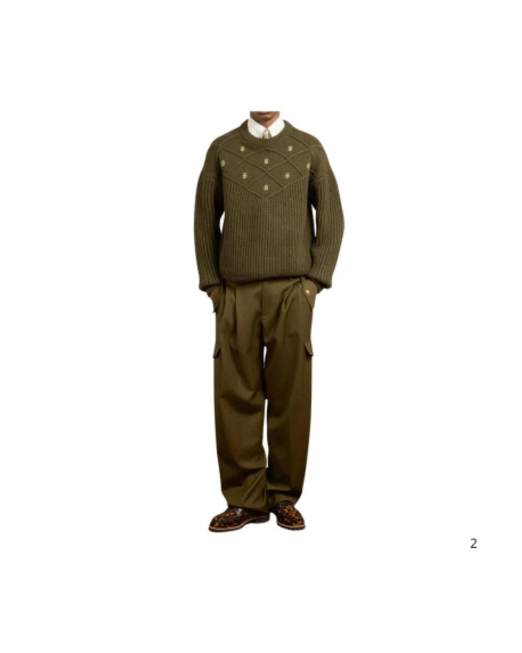 Drole de Monsieur Green Round-Neck Knitwear for men