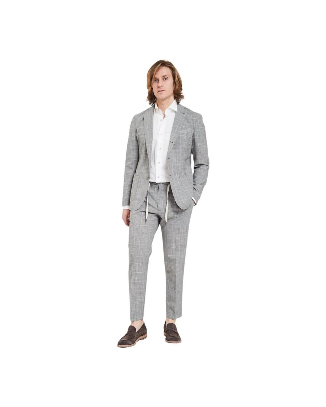 Santaniello Gray Single Breasted Suits for men