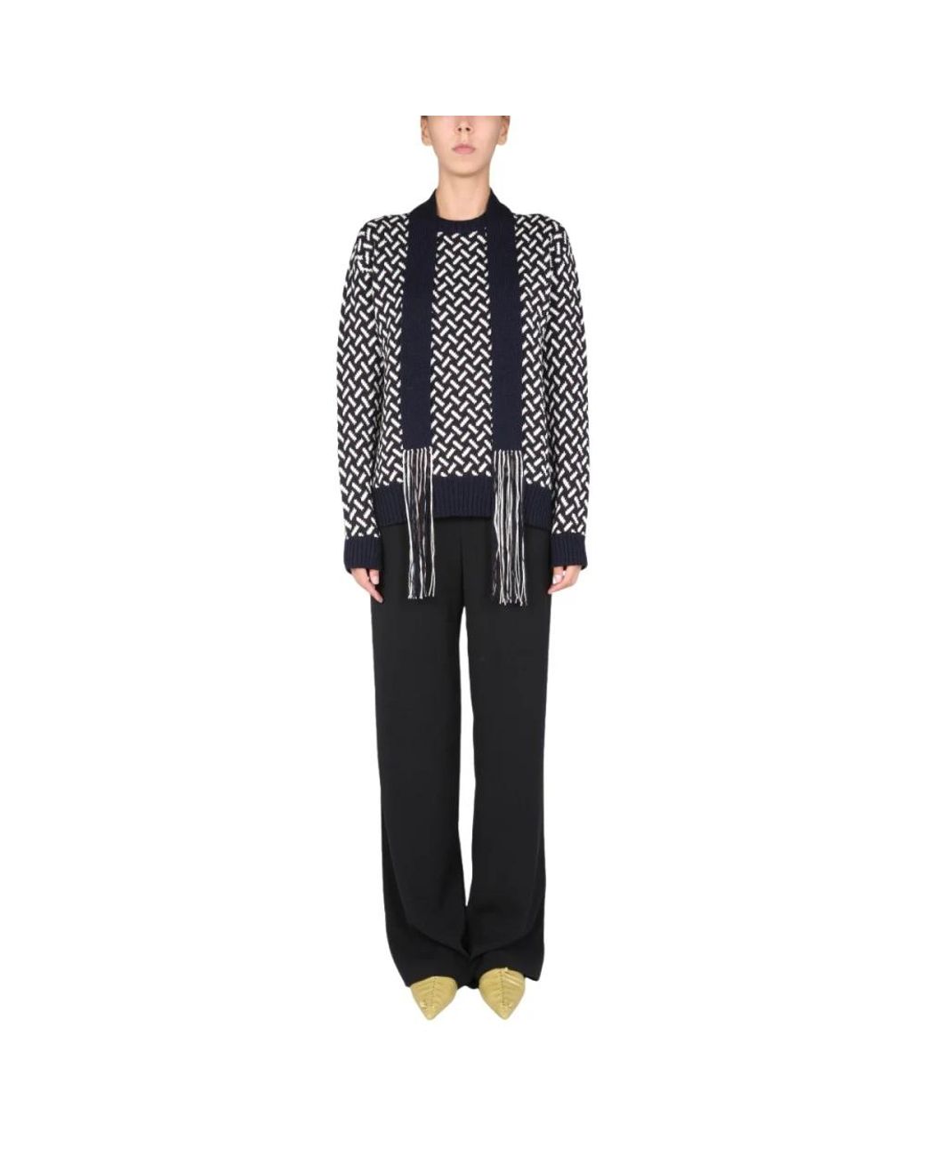 Jil Sander Truien & Vesten ,Zwart ,Wol Rondgebreide Trui in het Black