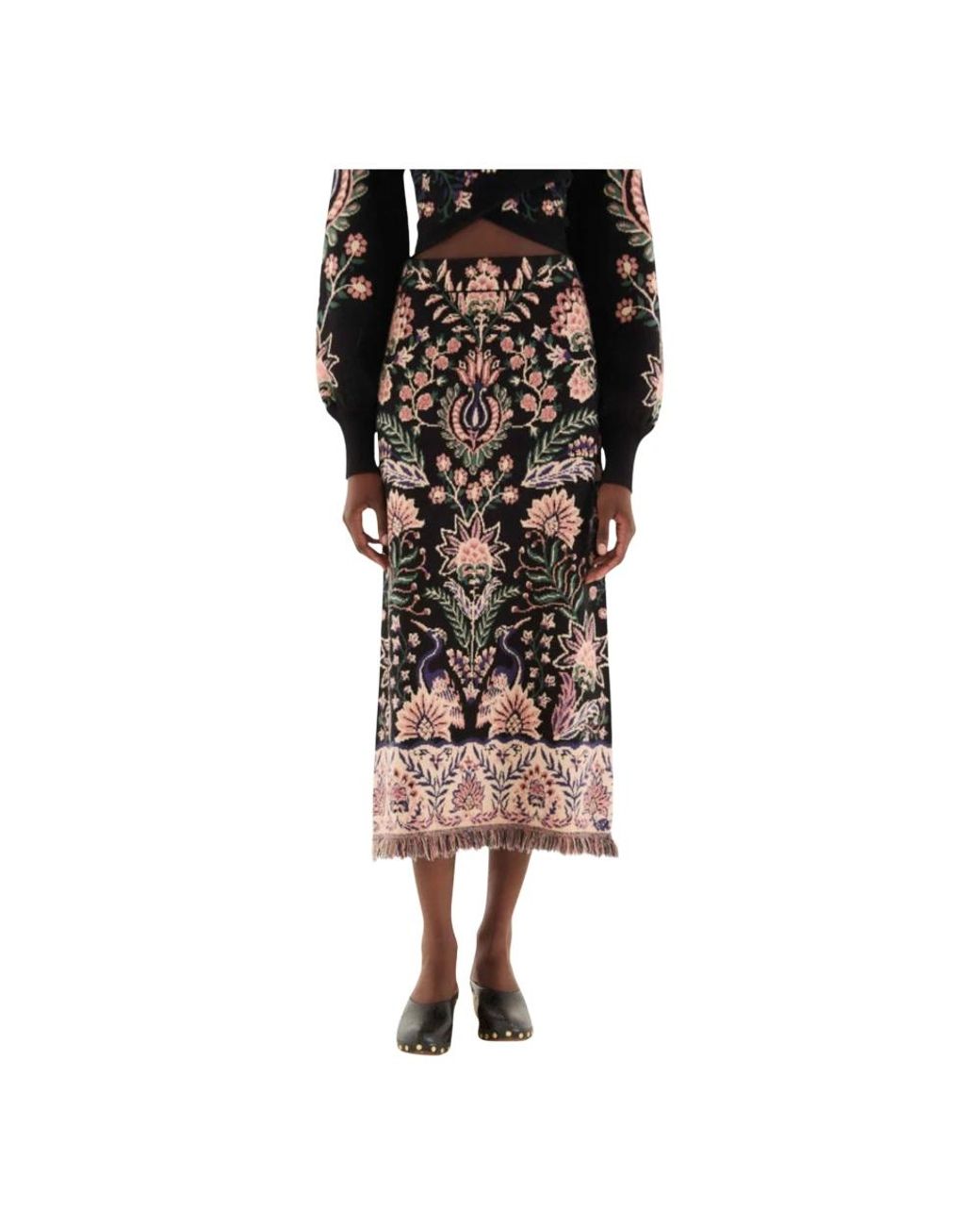 Farm Rio Black Midi Skirts