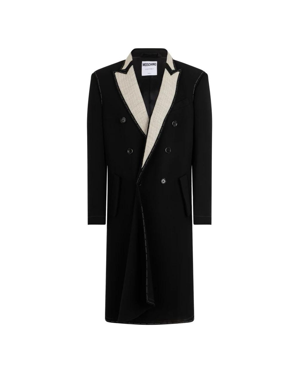 Moschino Black Double-Breasted Coats for men