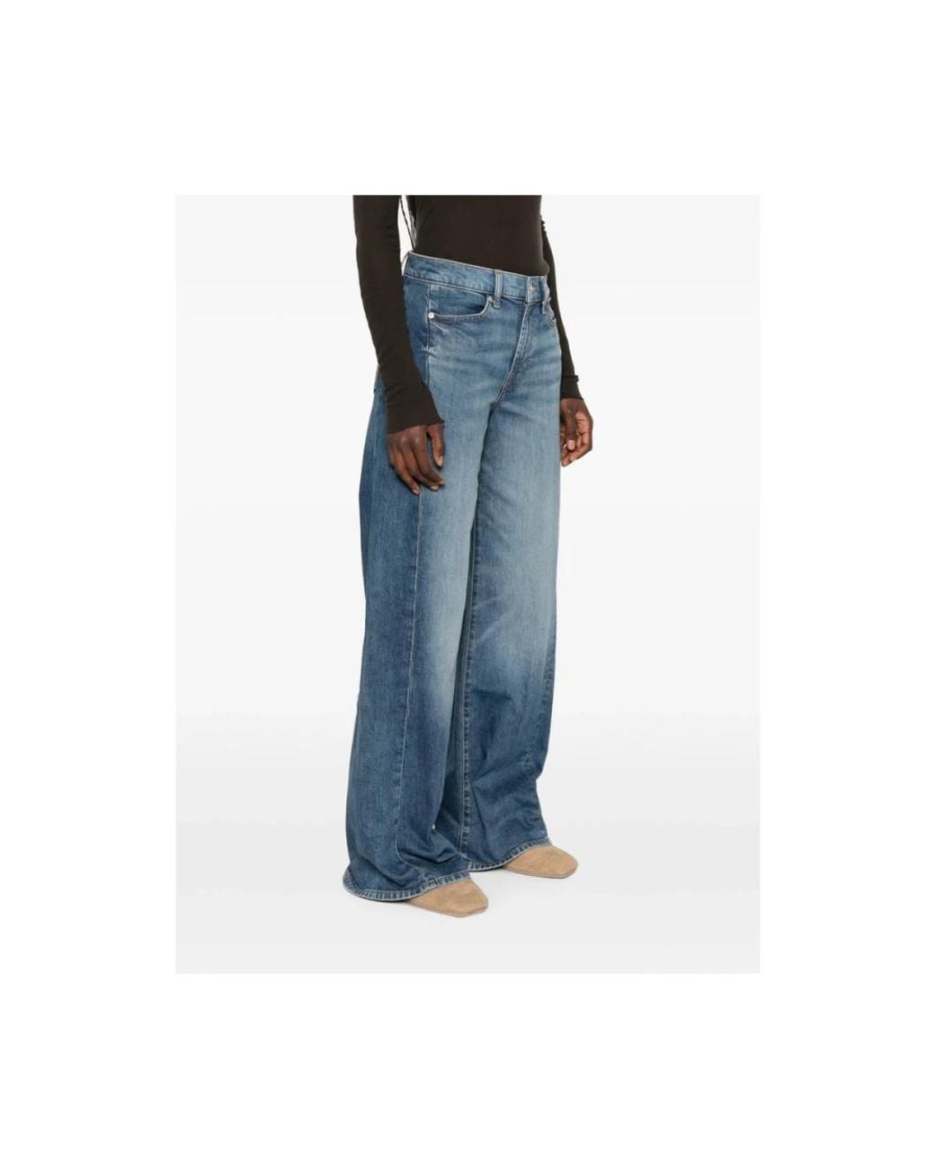 7 For All Mankind Blue Lotta Tailorless Wide-Leg Jeans