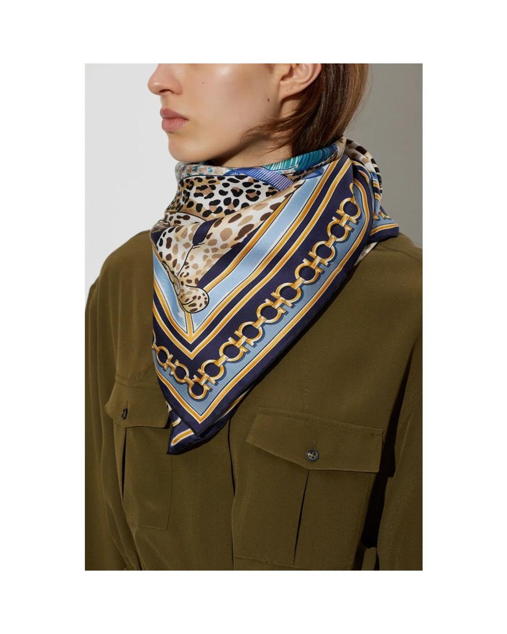 Ferragamo Blue Silk Scarves
