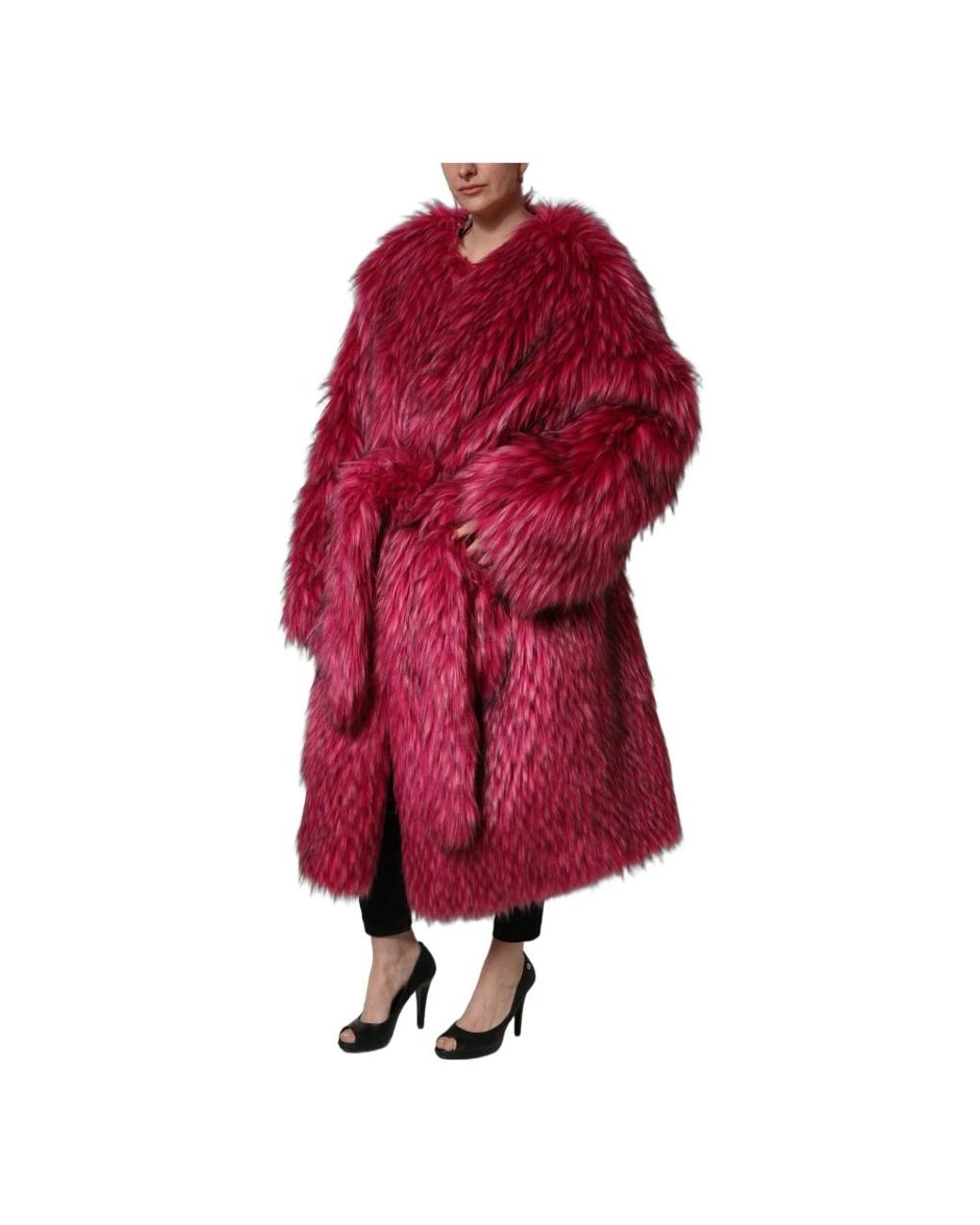 Dolce & Gabbana Red Faux Fur & Shearling Jackets