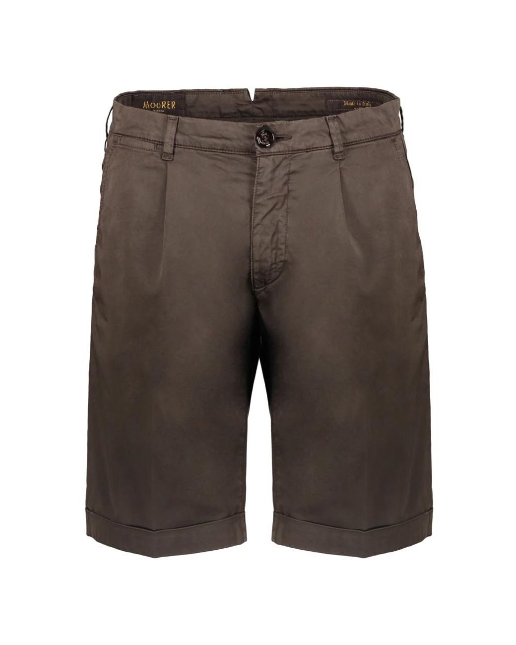 Moorer Korte Broeken ,Bruin ,Katoen Katoenen Bermuda Shorts Met Omgeslagen Zoom in het Gray voor heren