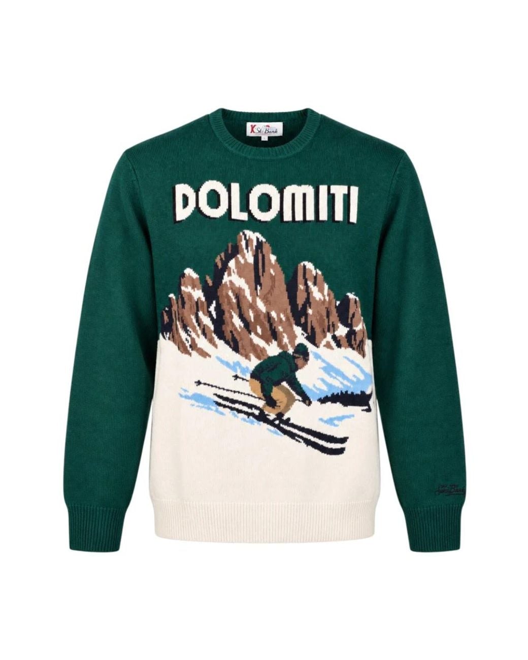 Mc2 Saint Barth Green Round-Neck Knitwear for men