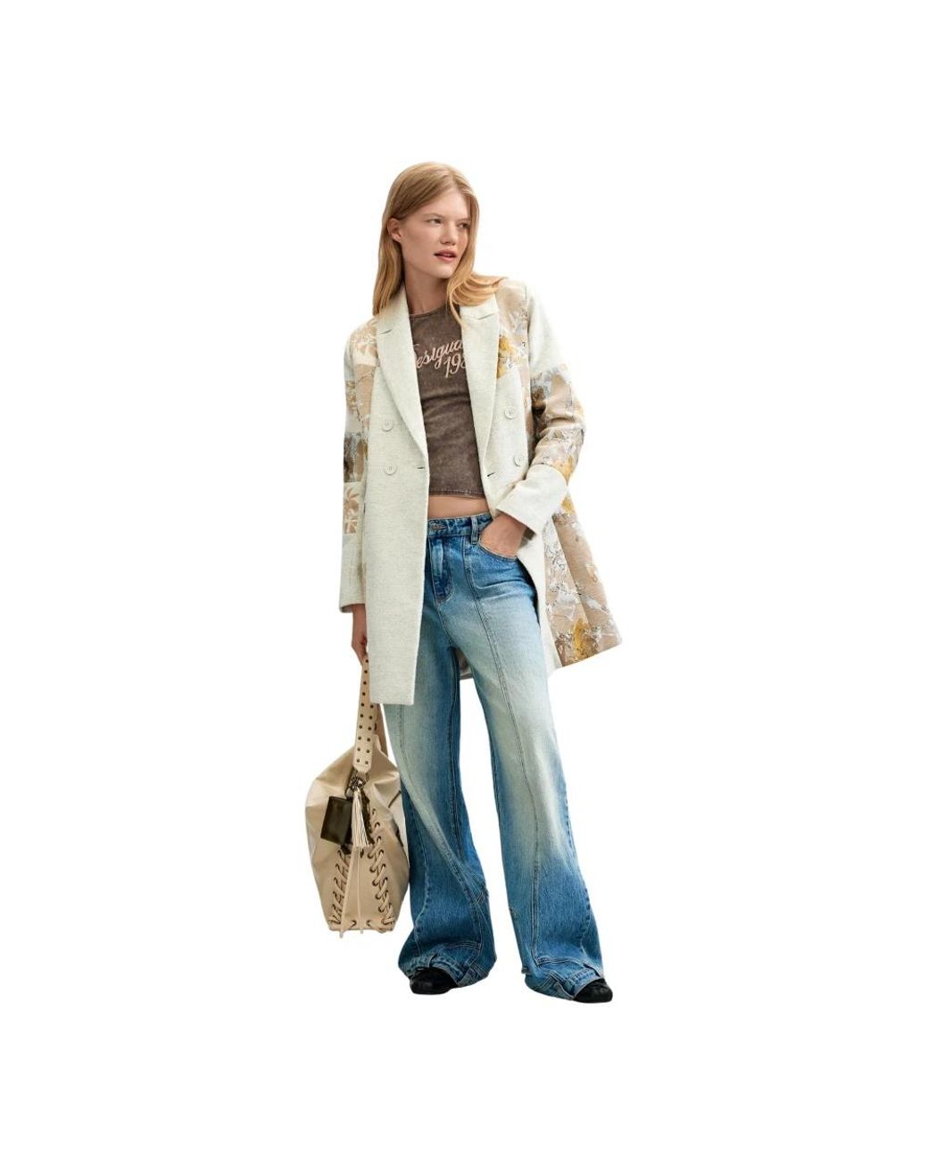 Desigual Natural Double-Breasted Coats