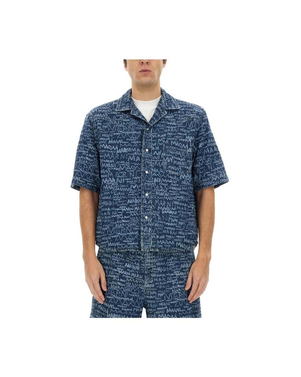 Marni Blue Short Sleeve Shirts for men