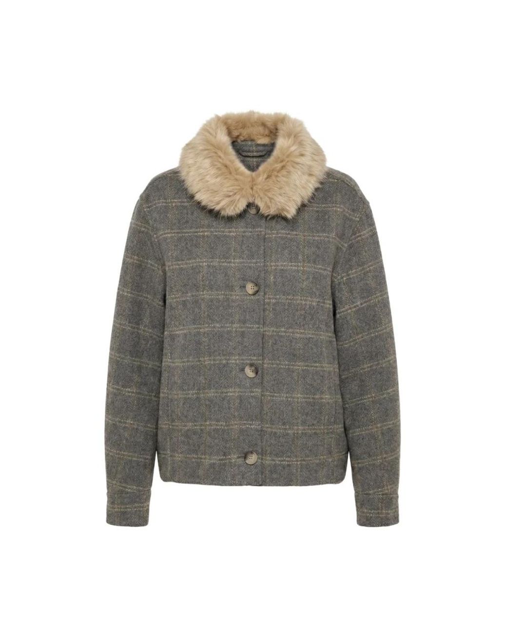 Twinset Gray Faux Fur & Shearling Jackets