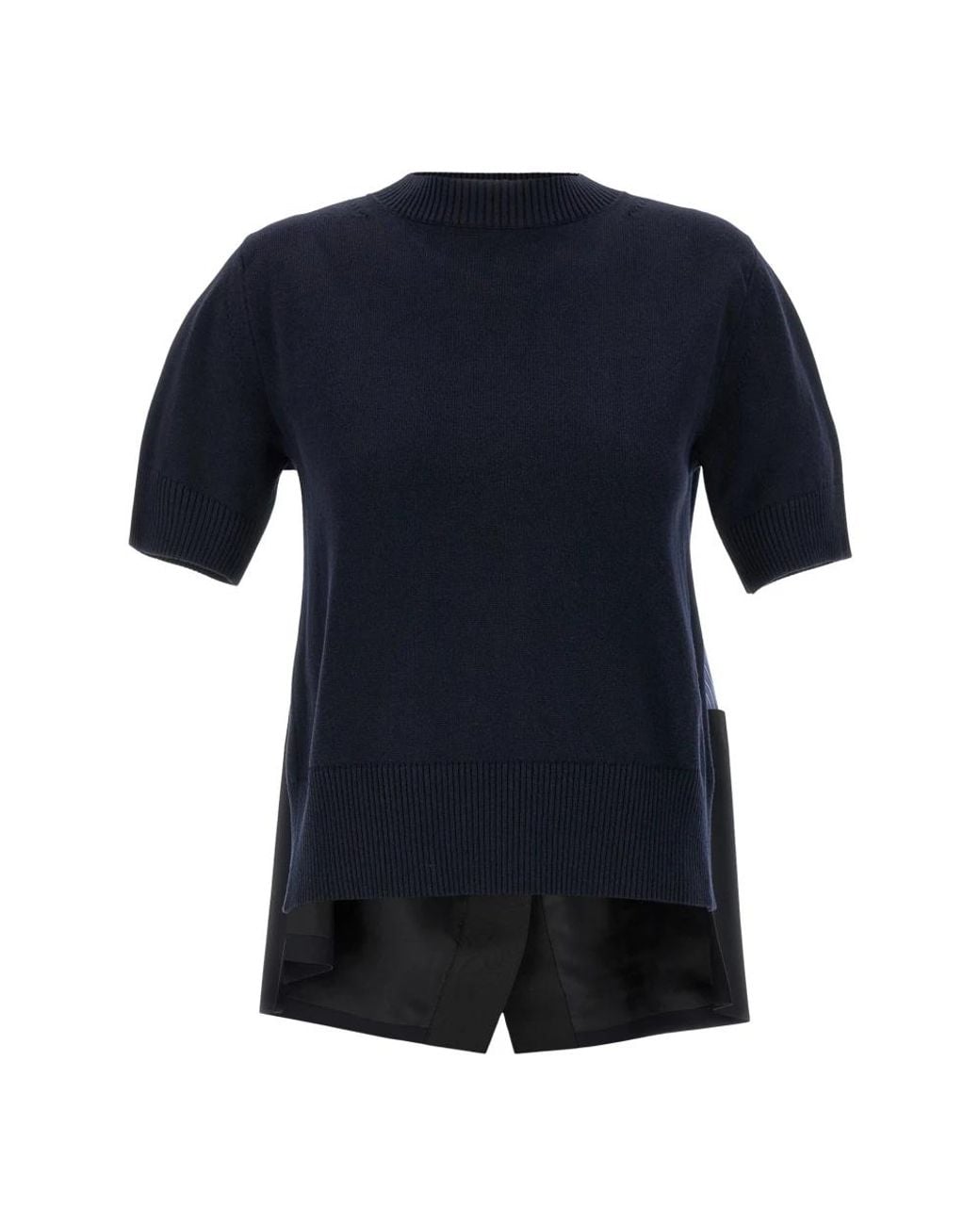Sacai Blue Round-Neck Knitwear