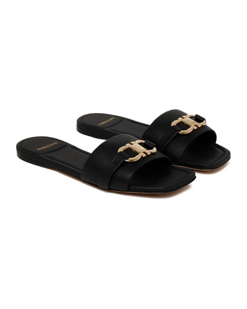 Ferragamo Black Sliders