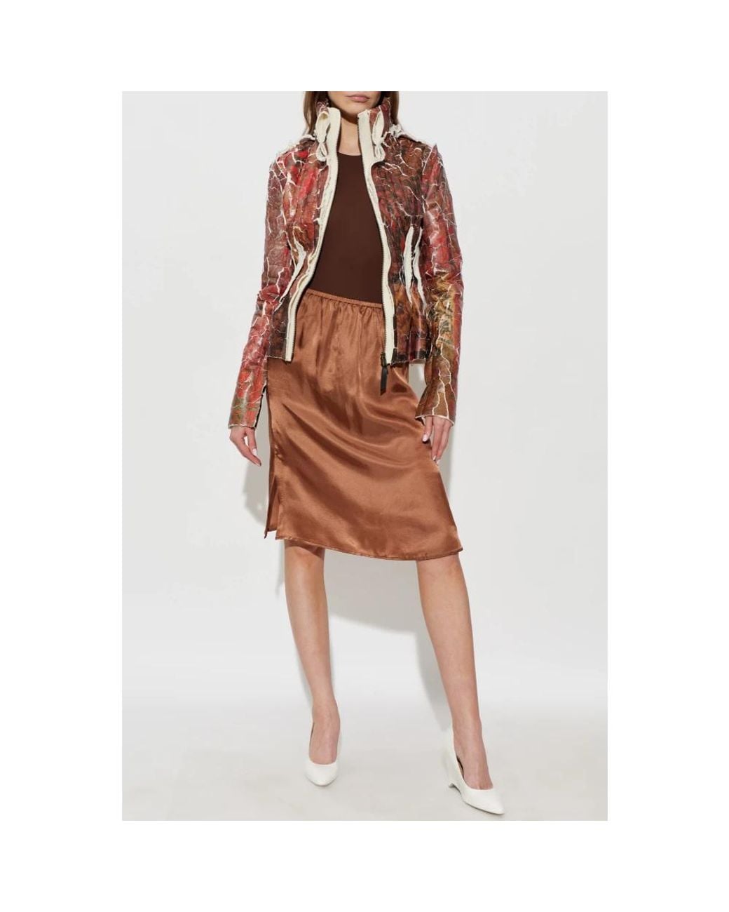 MM6 by Maison Margiela Brown Midi Skirts