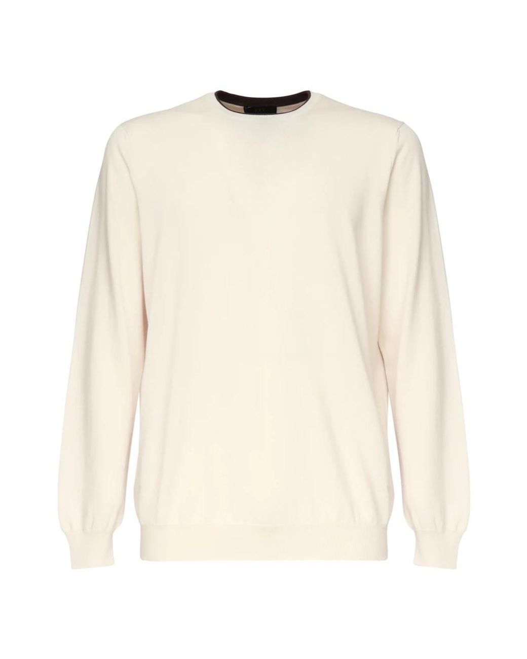 Fay White Round-Neck Knitwear for men