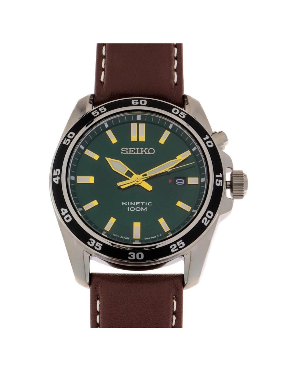 Seiko Accessoires ,Groen ,Leer Sport 3-Hand Kinetic in het Green