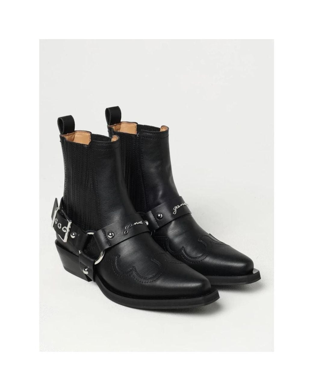 Ganni Black Cowboy Boots