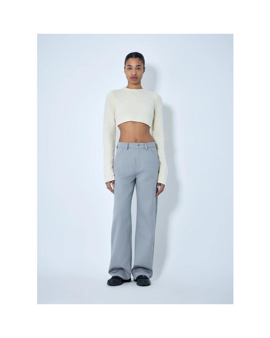 Rier White Cropped Strickpullover